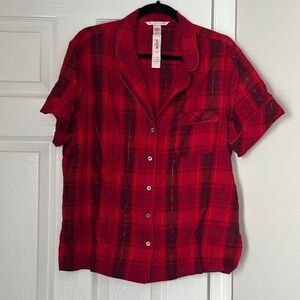 Victoria’s Secret Red Plaid Pajama Top | Size Medium | NWT Sleep Shirt New